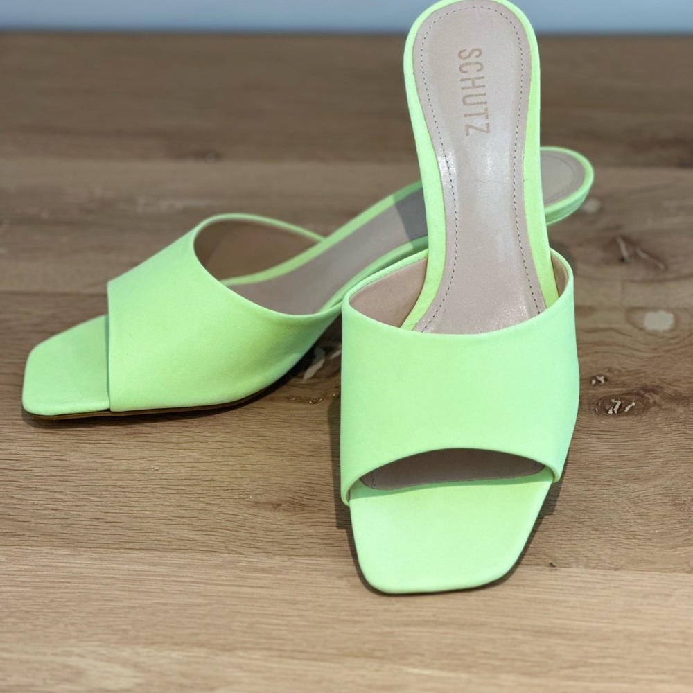 SCHUTZ Dethalia Leather Sandal in Fresh Green
